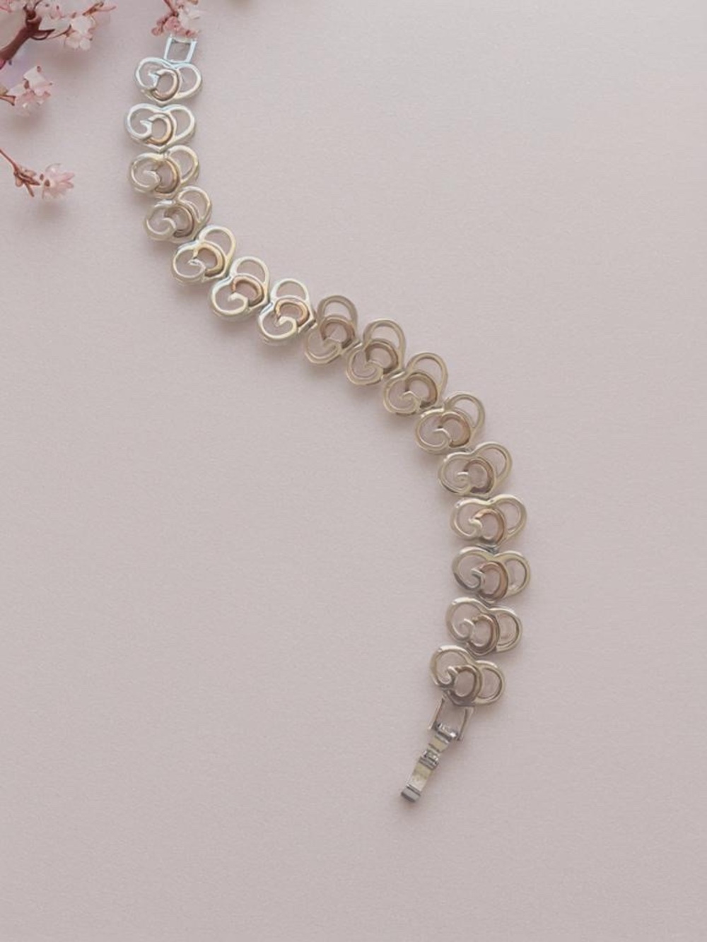 Two tone Linked Heart (GOD) Bracelet fits up to 7 inches - Picture 8 of 8